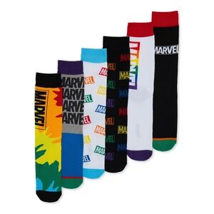 Marvel 6 Pack Men's Casual Crew Socks Fits Shoe Size 8-12 NEW